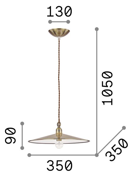 Sospensione Rustica-Country Cantina Metallo Ottone Brunito 1 Luce E27
