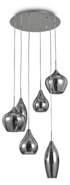 Sospensione Moderna Soft Metallo Fumè 6 Luci E14