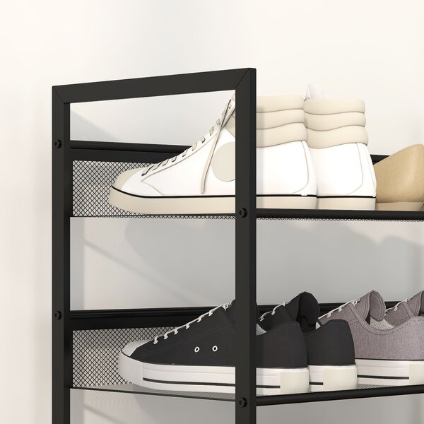 HOMCOM Scarpiera slim a 5 livelli in acciaio per 15 paia di scarpe, nero | Aosom Italy