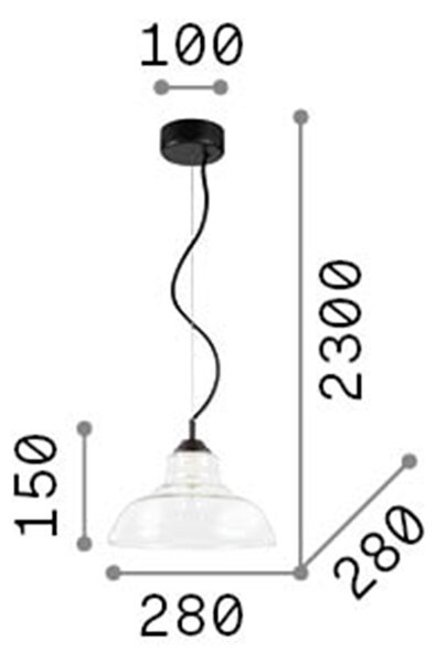 Sospensione Vintage-Decò Bistro' Metallo Fumè 1 Luce E27 D28