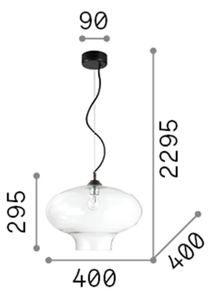 Sospensione Vintage-Decò Bistro' Metallo Trasp. 1 Luce E27 D28
