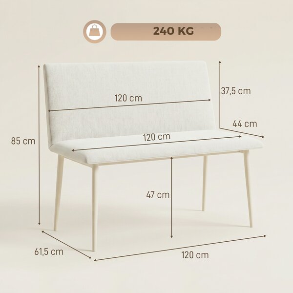 HOMCOM Sedia da pranzo senza braccioli in tessuto effetto lino con gambe in metallo, beige | Aosom Italy