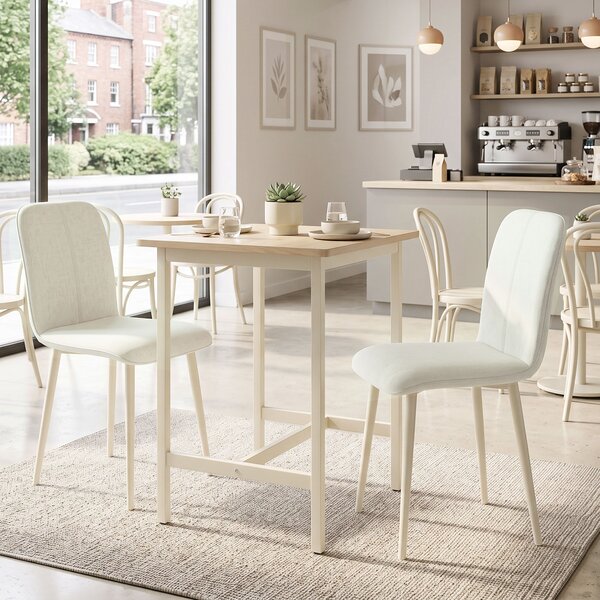 HOMCOM Set 2 sedie da pranzo imbottite in tessuto con gambe leggere, crema | Aosom Italy