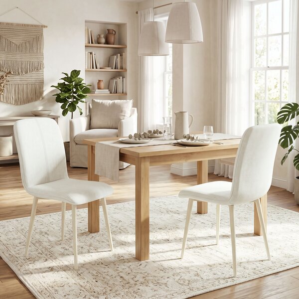 HOMCOM Set 2 sedie da pranzo imbottite in tessuto con gambe leggere, crema | Aosom Italy