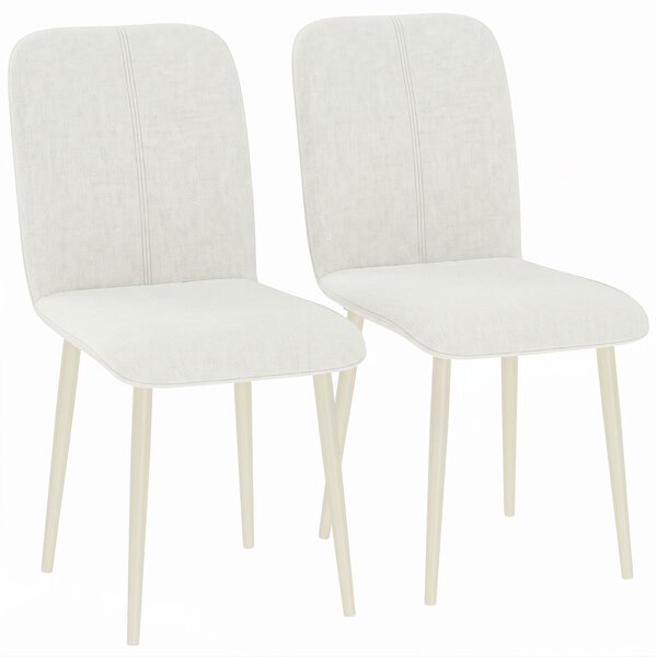 HOMCOM Set 2 sedie da pranzo imbottite in tessuto con gambe leggere, crema | Aosom Italy