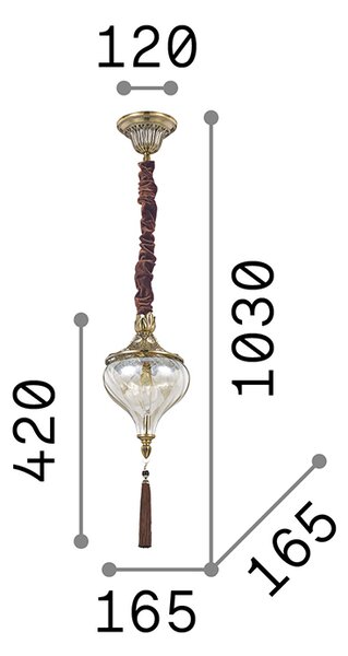 Sospensione Vintage-Decò Harem Metallo Ottone Brunito 1 Luce E27