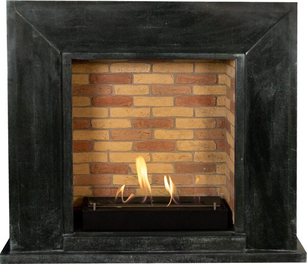 Caminetto a etanolo Xaralyn - Nero BST-SBP - pietra naturale nera levigata - riscaldamento a 3 kW - caminetto da incasso incluso - caminetto decorativo