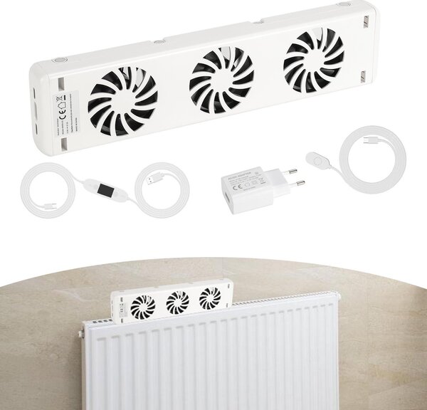 Ventilatore per radiatore Vigevee, modello a 3 velocità, confezione da 1, con controllo della temperatura, adatto per radiatori con larghezza massima di 50 cm