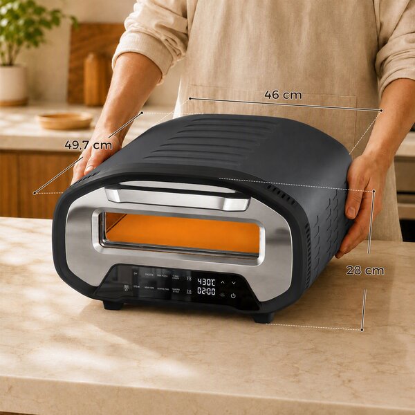 HOMCOM Forno elettrico per pizza con 8 programmi, timer e pietra in ceramica, 2200 W | Aosom Italy