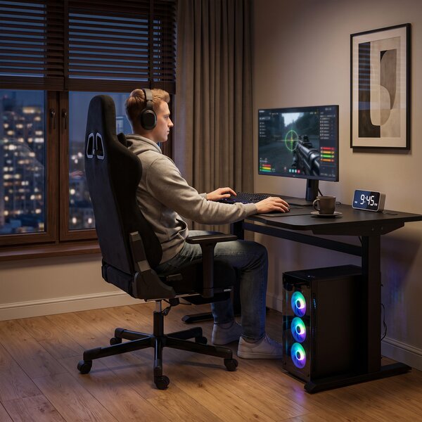 HOMCOM Sedia Gaming Ergonomica Massaggiante e Riscaldante, Reclinabile, Braccioli 4D, Nero | Aosom Italy