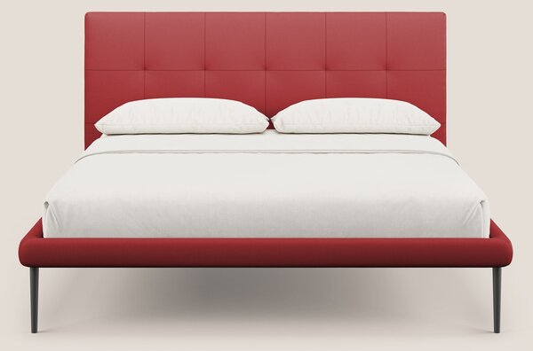 Midori letto imbottito trapuntato in ecopelle con piedini alti T04 ros