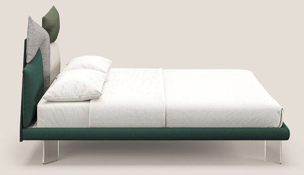 Rebus letto imbottito dal design moderno con piedi trasparenti in plex