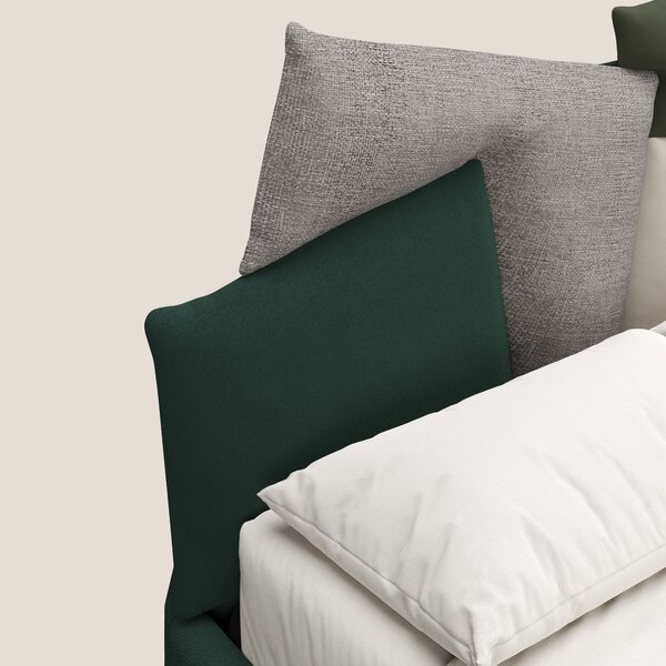 Rebus letto imbottito dal design moderno con piedi trasparenti in plex