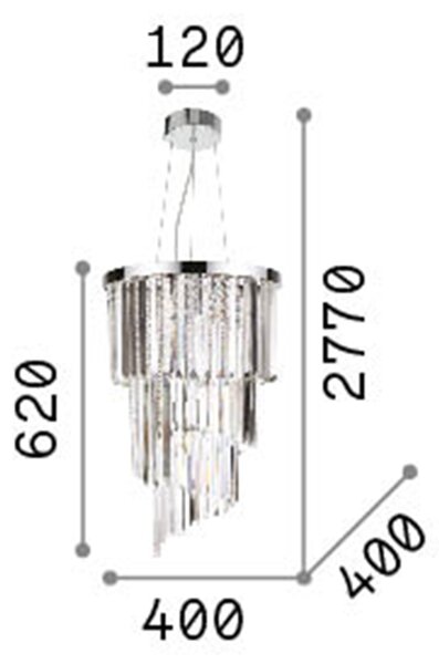 Sospensione Contemporanea Carlton Metallo-Cristallo Cromo 8 Luci E14