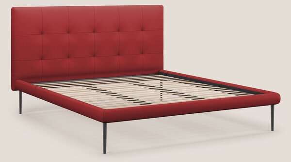 Midori letto imbottito trapuntato in ecopelle con piedini alti T04 ros
