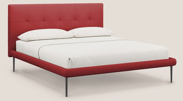 Midori letto imbottito trapuntato in ecopelle con piedini alti T04 ros