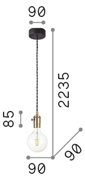 Sospensione Rustica-Country Frida Metallo Ottone Brunito 1 Luce E27