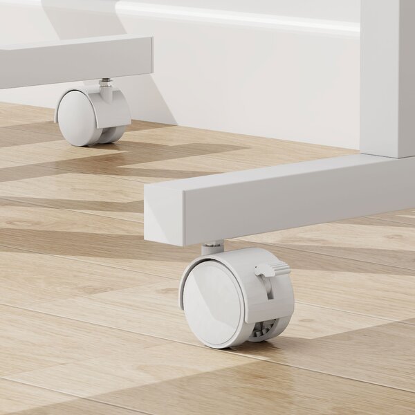 HOMCOM Scrivania Regolabile in Altezza con Ruote e Piano Inclinabile, 70x60x70,5-120 cm, Bianco | Aosom Italy