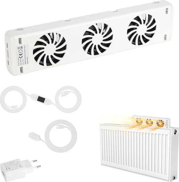 Ventilatore per radiatore Eikuavons, modello a 3 velocità, confezione da 1, con controllo della temperatura, adatto per radiatori con larghezza massima di 50 cm