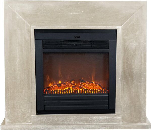 Caminetto elettrico Xaralyn - Nero ELU-SWP - pietra naturale levigata bianca - riscaldamento 1400 watt - con telecomando - caminetto da incasso incluso - caminetto decorativo