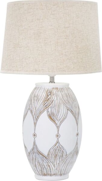 Mauro Ferretti lampada da tavolo Atene ovale E27 Ø 38x67 cm bianco lavato marrone