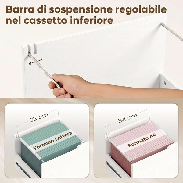 HOMCOM Mobile Porta Stampante con Ruote, 3 Cassetti e Ripiani Aperti, 80x40x68 cm, Bianco | Aosom Italy