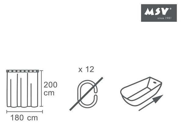 Tenda per doccia 180x200 cm Sugar – MSV