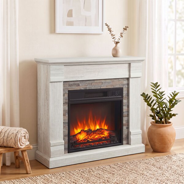HOMCOM Camino Elettrico Decorativo 1800W con Effetto Fiamma, Termostato, Timer e Telecomando, Natural | Aosom Italy