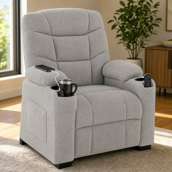 HOMCOM Poltrona Relax Elettrica con Massaggio, Riscaldamento e Funzione Memory, Grigio | Aosom Italy