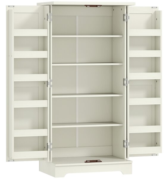 HOMCOM Credenza Cucina Rustica con 12 Portaspezie, Ripiani Regolabili e 2 Ante, 60x40x120 cm, Crema | Aosom Italy