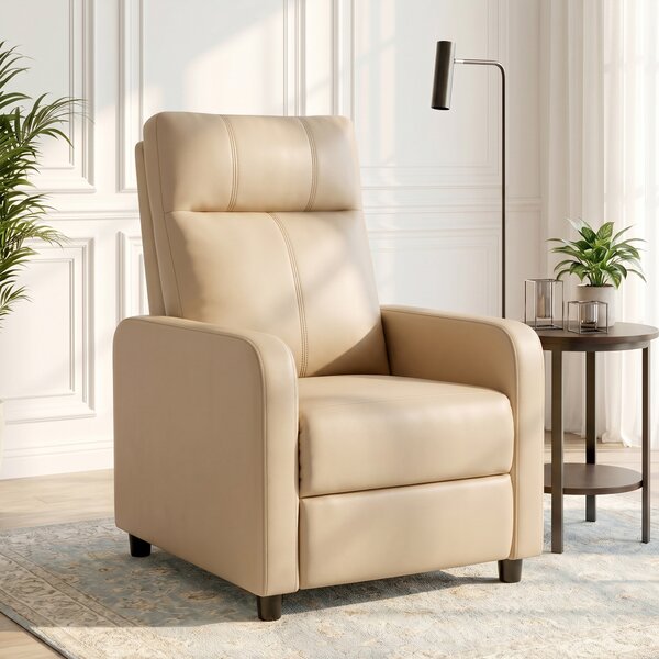 HOMCOM Poltrona Relax Reclinabile con Poggiapiedi e Schienale Regolabile a Spinta, Beige | Aosom Italy