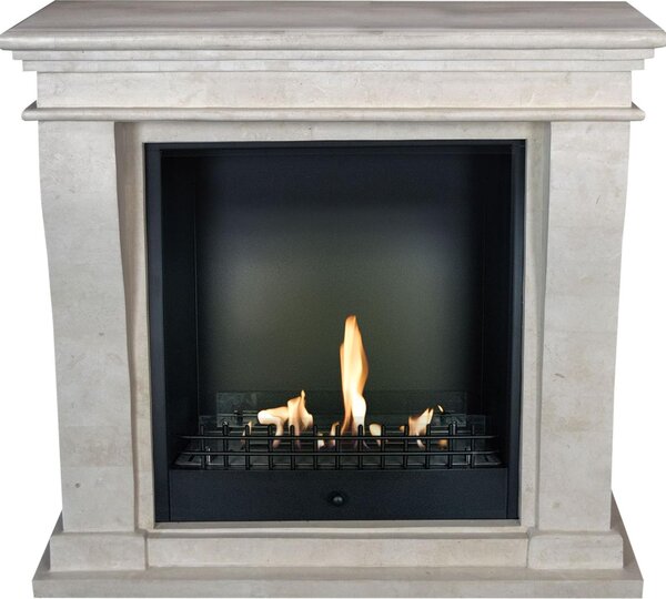 Caminetto a etanolo Xaralyn - Kreta-Mini BCL-SWP - pietra naturale levigata bianca - riscaldamento a 3 kW - caminetto da incasso incluso - caminetto decorativo