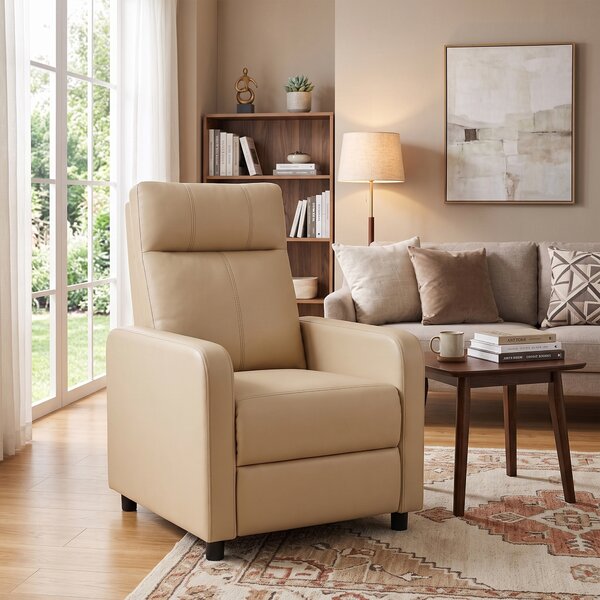 HOMCOM Poltrona Relax Reclinabile con Poggiapiedi e Schienale Regolabile a Spinta, Beige | Aosom Italy