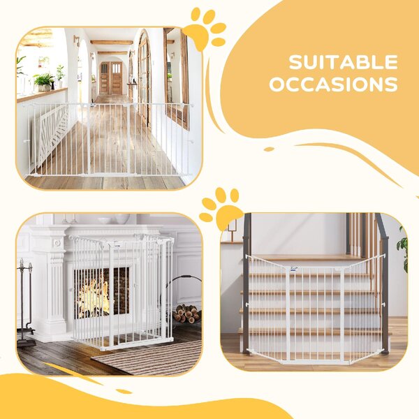AllMyPets Cancelletto per Cani Taglia Media a 3 Pannelli con Doppio Sistema di Blocco 206x90 cm colore Bianco - D92DHWT