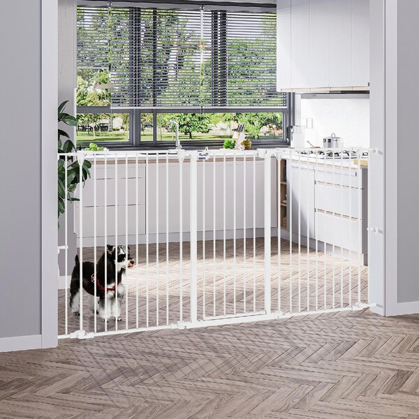 AllMyPets Cancelletto per Cani Taglia Media a 3 Pannelli con Doppio Sistema di Blocco 206x90 cm colore Bianco - D92DHWT