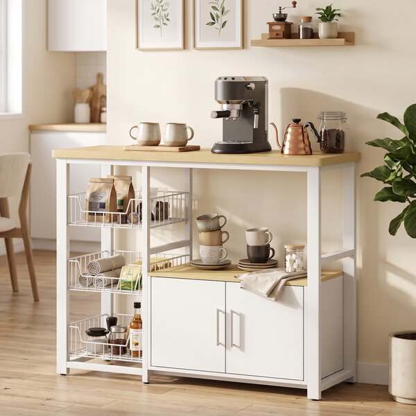 HOMCOM Scaffale da Cucina con Cestelli Estraibili, Armadietto e Supporto Microonde, 100x35x80 cm, Bianco | Aosom Italy