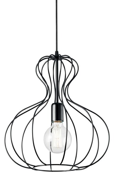 Sospensione Industrial-Minimal Ampolla-1 Metallo Nero 1 Luce E27