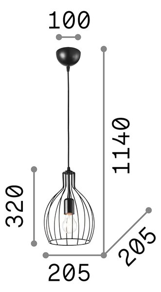 Sospensione Industrial-Minimal Ampolla-2 Metallo Nero 1 Luce E27