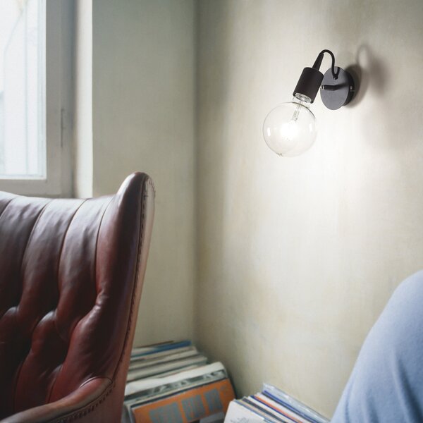 Applique Moderna Edison Metallo Nero 1 Luce E27