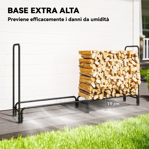Outsunny Portalegna Regolabile da 0,6 m³ con Telo Impermeabile, 200x36x99 cm, Nero e Verde Scuro | Aosom Italy