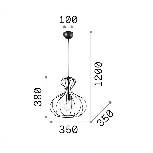 Sospensione Industrial-Minimal Ampolla-1 Metallo Nero 1 Luce E27