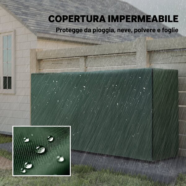 Outsunny Portalegna Regolabile da 0,6 m³ con Telo Impermeabile, 200x36x99 cm, Nero e Verde Scuro | Aosom Italy