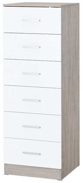 HOMCOM Comò Cassettiera a 6 Cassetti con Antiribaltamento, 40x40x110 cm, Grigio Chiaro e Bianco | Aosom Italy