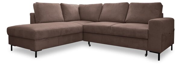 Divano letto in velluto a coste marrone (angolo sinistro) Lofty Lilly - Miuform