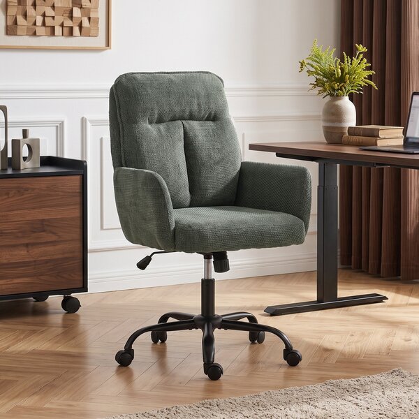 HOMCOM Sedia da Ufficio Ergonomica con Altezza Regolabile e Funzione Oscillante, Verde Scuro | Aosom Italy