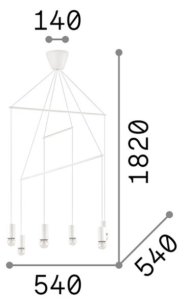 Sospensione Moderna Pop Metallo Nero 6 Luci E27