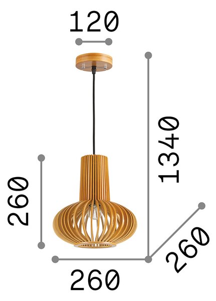 Sospensione Industrial-Minimal Citrus-2 Legno Marrone 1 Luce E27