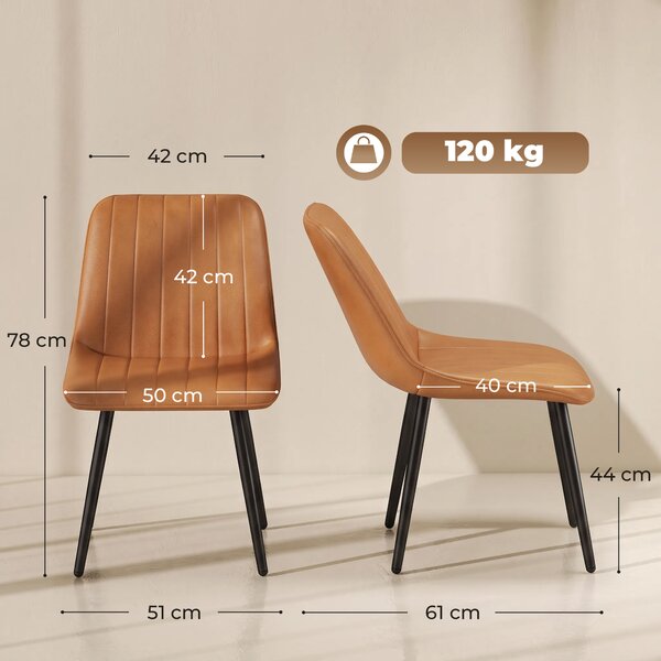 HOMCOM Set 2 Sedie da Pranzo con Schienale e Seduta Sagomati, 51x61x78 cm, Marrone | Aosom Italy