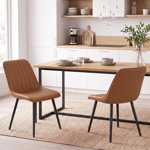 HOMCOM Set 2 Sedie da Pranzo con Schienale e Seduta Sagomati, 51x61x78 cm, Marrone | Aosom Italy