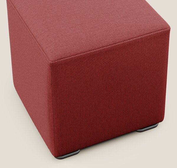 Cube pouf in tessuto morbido smacchiabile T05 rosso